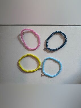 Beaded Stretch Bracelet - Pink, Blue, Yellow, Navy - Brand